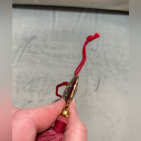 Vintage Asian Cloisonné, enamel tassel pendant with red cord 14 inch hang EUC - Picture 11 of 12